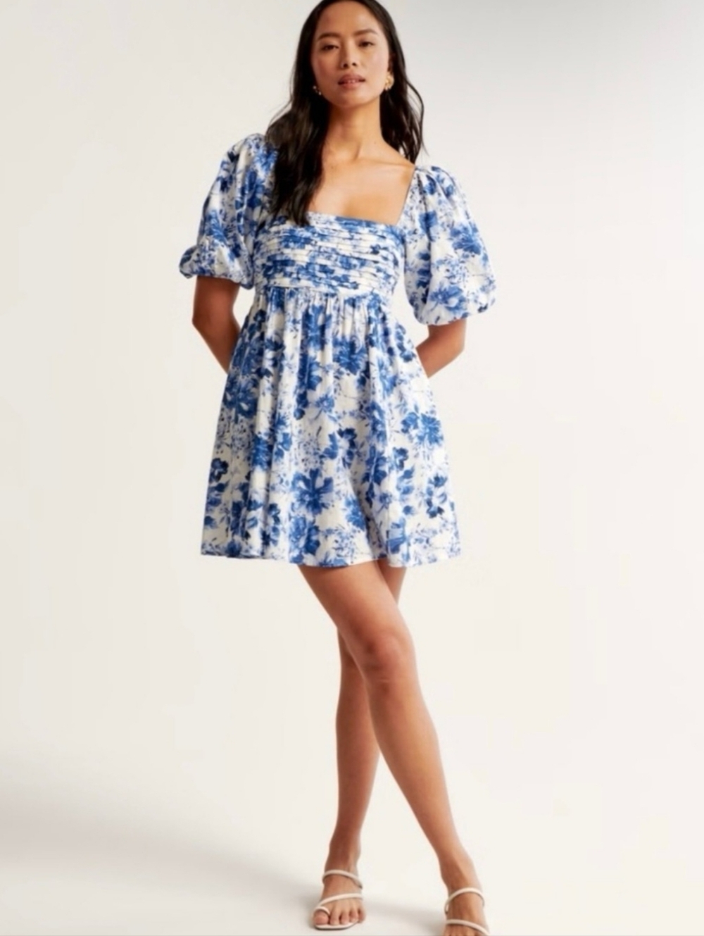Abercrombie Emerson Poplin Puff Sleeve Floral Mini Dress Size XXSP